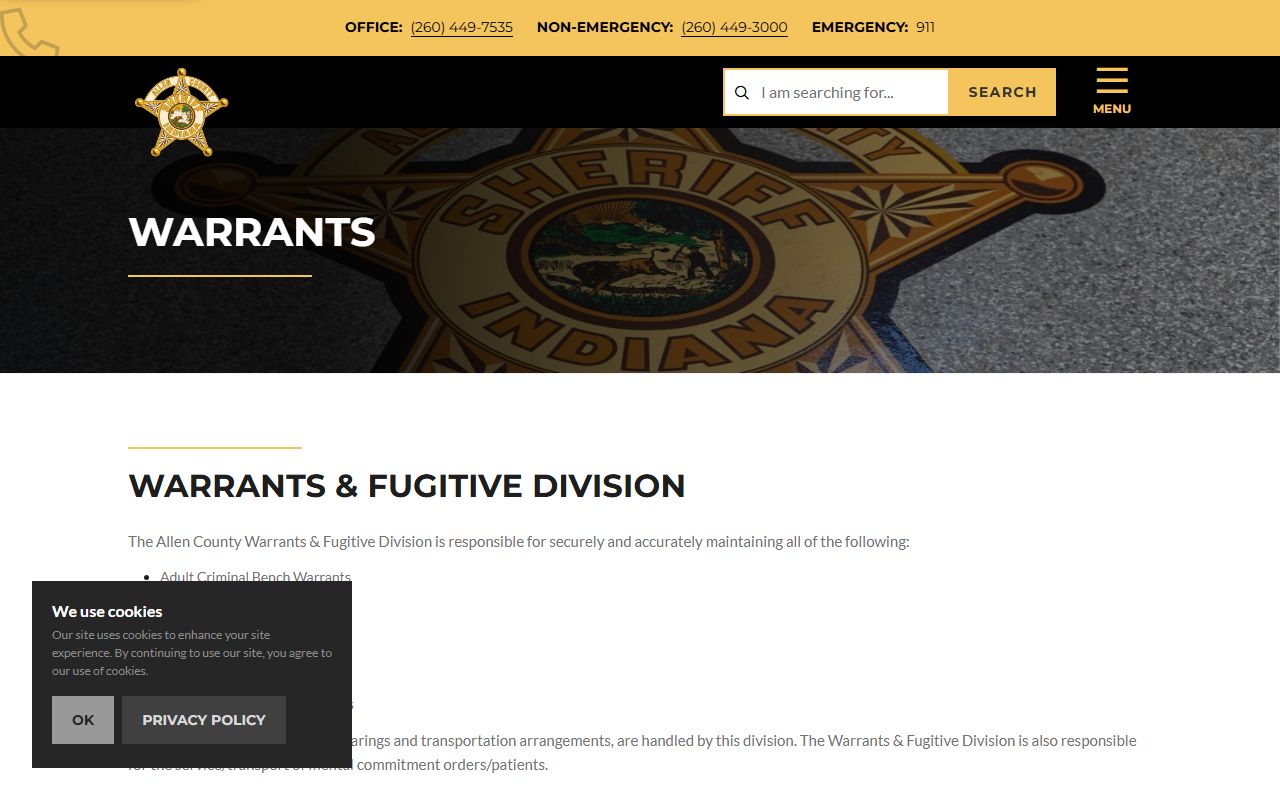 Allen County Bench Warrants reference