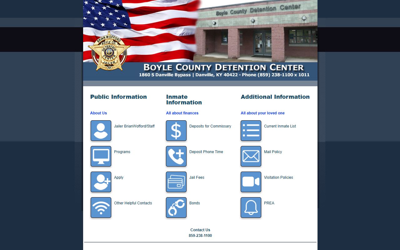 Boyle County Sheriff's Office website with contact information
