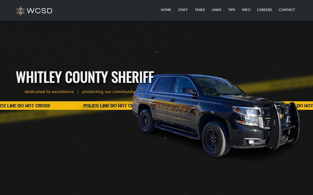 Whitley County Sheriff's Office website with contact information