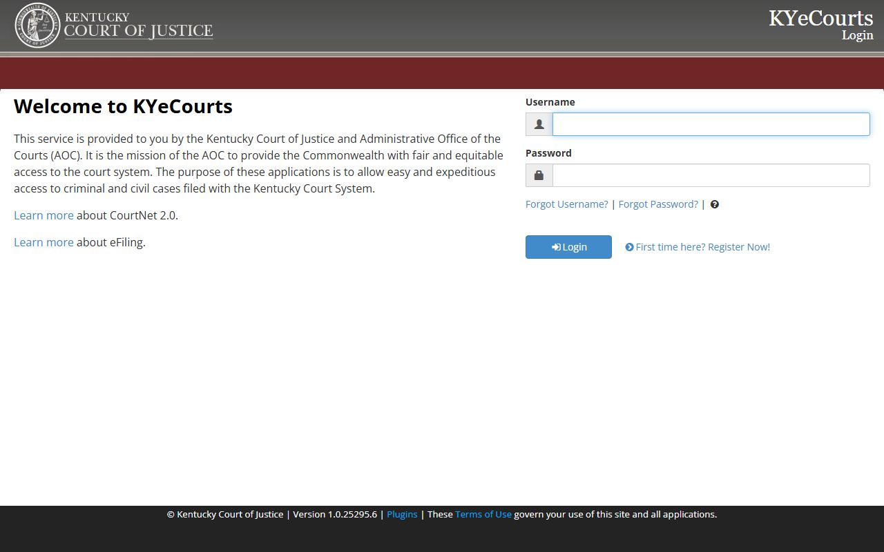 CourtNet 2.0 public case search for Kentucky bench warrants