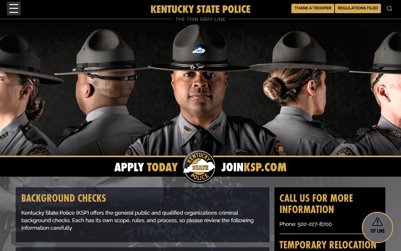 Kentucky State Police background checks for warrant information